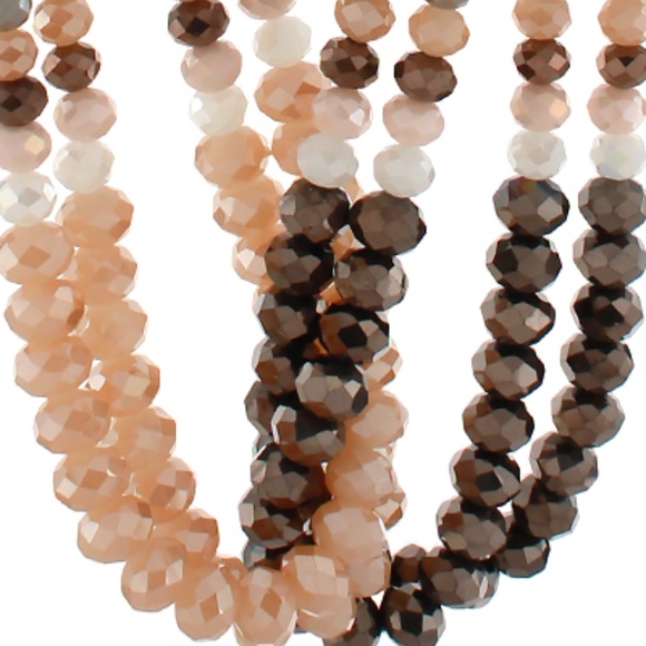 4 Row Bead & Metal Cube Interlocked Necklace - Picture 2 of 2